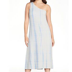 NWT Time and Tru Women's Rayon Midi One-Shoulder Tie-Dye Dress, size S (4-6)